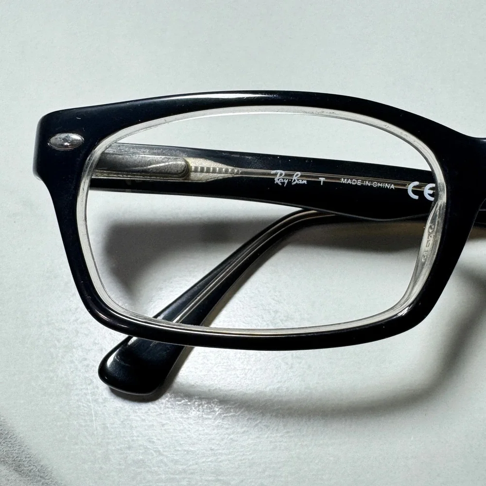 Ray-Ban RB 5150 2034 Black Transparent Rectangular Eyeglass Frames 52-19-135